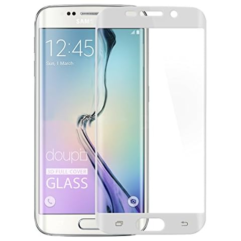 doupi FullCover Panzerfolie für Samsung Galaxy S6 Edge Plus, Preimium 9H Hartglas HD Displayschutz Anti Kratzer Glas Schutzfolie, weiß Cover
