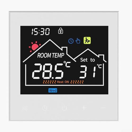 Allthingstore Termostato inteligente para calefacción por suelo radiante con control de pantalla táctil para programación remota de aplicación Tuya, compatible con sistemas de agua o eléctricos (16 A