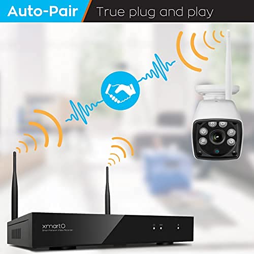 [6 Leds & Wider Fov] Xmarto Auto-Pair Wireless Security Camera System Outdoor, 4 Channel 1080P Fhd Nvr, 4Pcs 720P Hd Wifi Cameras With Audio Compatible, 100Ft Ir Night Vision, Dream Liner Wifi Relay #TOP1
