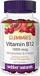 Webber Naturals Gummy Vitamin B12, 1000 mcg, 60 Gummies, Supports Energy Production and Metabolism, Vegan