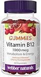 Webber Naturals Vitamin B12 Gummy, 1000 mcg, 60 Gummies, Supports Energy Production and Metabolism, Vegan