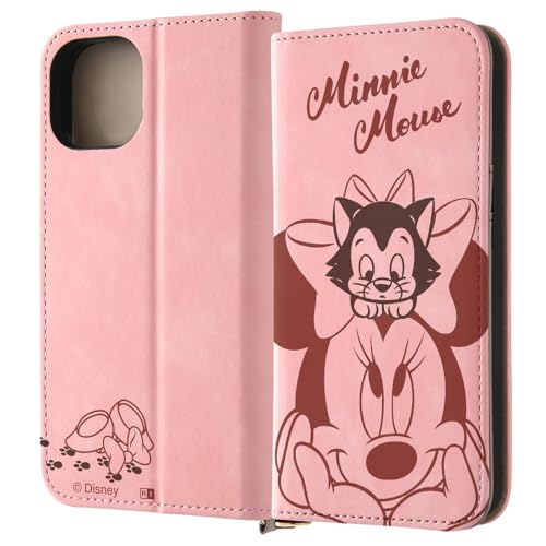 イングレム iPhone 15 ケース ディズニー 手帳型レザーケース Raffine ミニーマウスとフィガロ