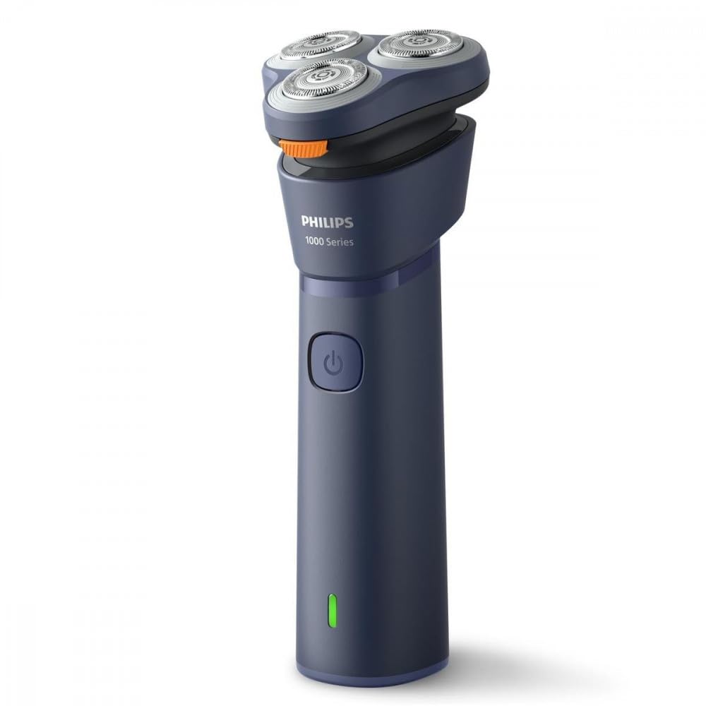 Philips S1881/00 Series 1000 Series Elektrorasierer, Herren, trocken oder nass, wiederaufladbar, blau, 3 flexible 3D-Köpfe, PowerCut, wasserdicht, USB-A, 35 Minuten Nutzung, 325 ml