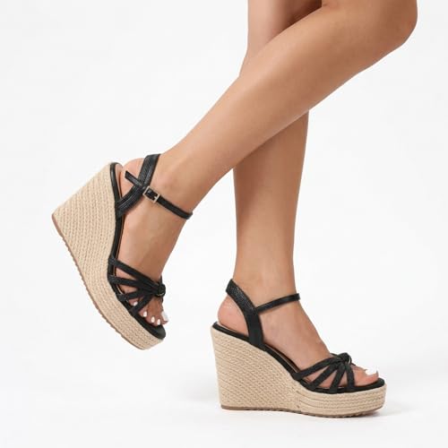 Image of VICKI.VICKI Wedges for Women Platform Sandals Wedge Heels for Sandals Comfortable Summer Espadrille Shoes Ankle Strap&Open Toe