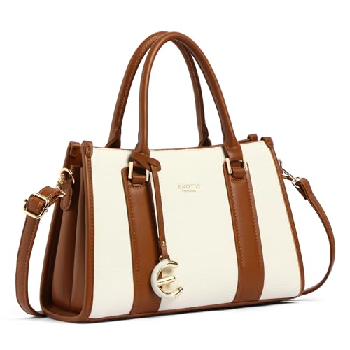 Image of EXOTIC Premium Orlina Duotone Structured Tote Bag for Women | PU Leather Handbag | 2 Compartments with Center Zip | Detachable Sling Strap | Office & Daily Use