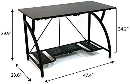 Origami Folding Computer Desk for Office Study Students Bedroom Home Gaming and Craft | Space Saving Foldable Design, Fits Dual Monitors and Laptop, Collapsible, No Assembly Required | Black, Large (RDE-01)