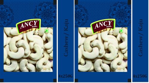 Image of Ancy Kaju (Cashew) 1000 Grams (250 Grams X 4) for All Ages | High in Protein and Boosts Energy and Build Immunity | Healthy Nutritious Cashew Nut | Delicious Vegan & Crunchy Kaju Nut for Cooking and Raw Eating.