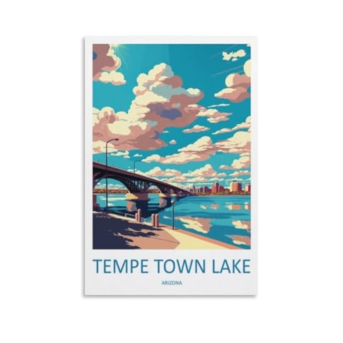 Tempe Town Lake Vintage Canvas Wall Art 08x12in