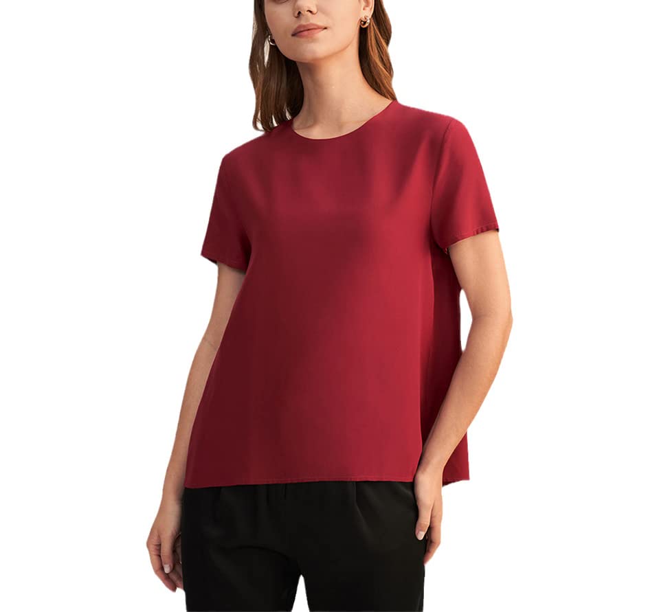 T-shirt en soie pour femme idéal pour le bureau ou une soirée en bordeaux