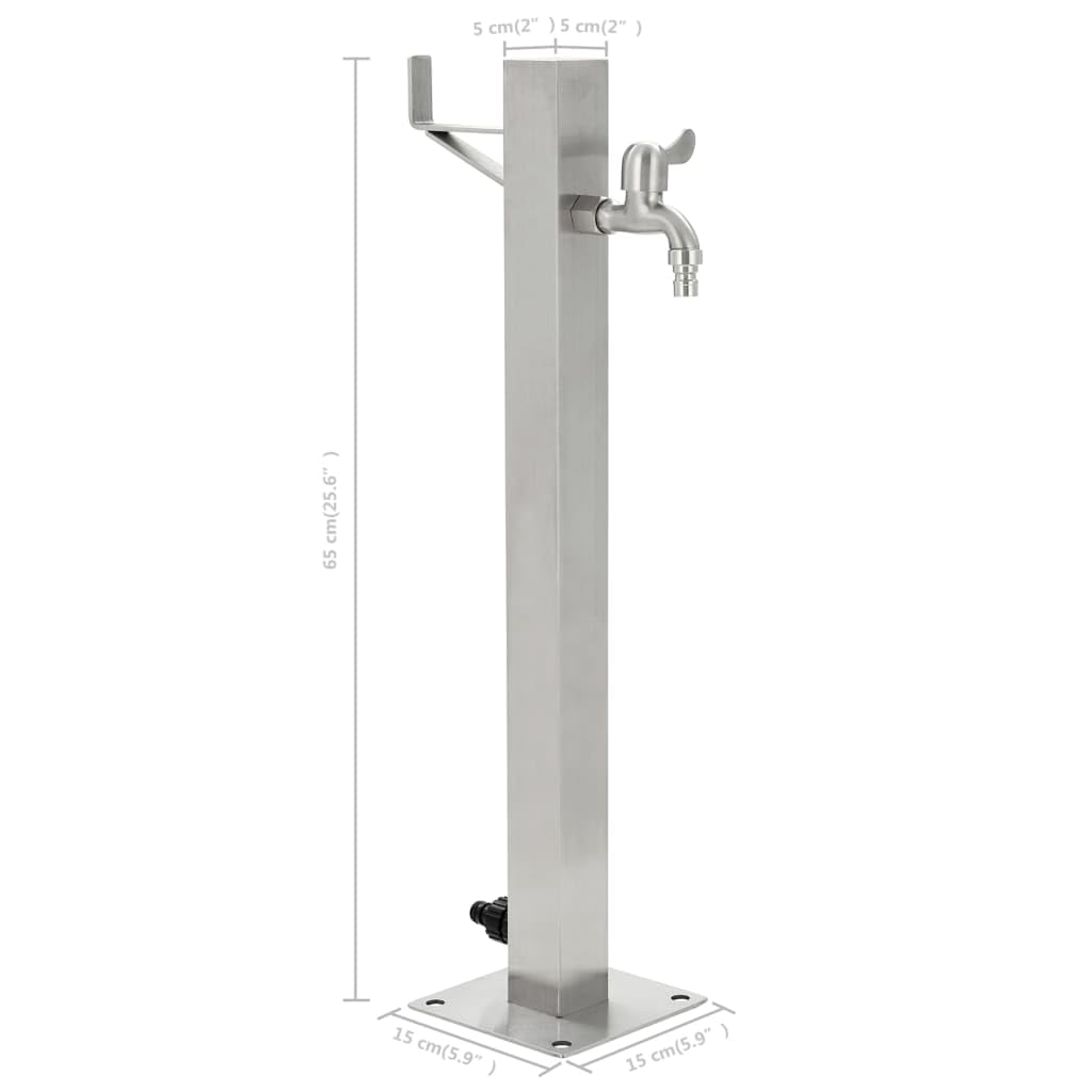 vidaXL Columna Agua para Jardín Acero Inoxidable Cuadrada 65 cm Fuente Patio