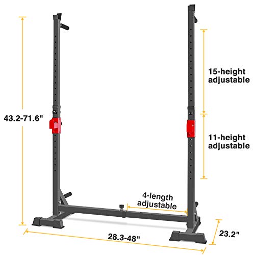 AKYEN Adjustable Squat Rack Stand, Barbell Rack, Dip Bar Station Adjustable Bench Press Rack 850LBS Max Load Multi-Function Weight Lifting Home Gym (2021 Version)