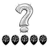 Exciting Gender Reveal & Prom Proposal Balloon Bundle: 36' Foil Question Mark and (5) 11' Black White Latex Balloons Its a Boy Girl Promposal Decorations