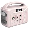 Tenergy T320 Portable Power Station, 300Wh Battery, 110V/200W (Surge 400W) Two Pure Sine Wave AC outputs, USB type C PD 45W, Mobile Power for Outdoors, RV, Hunting, Emergency Backup, Sandy Coral