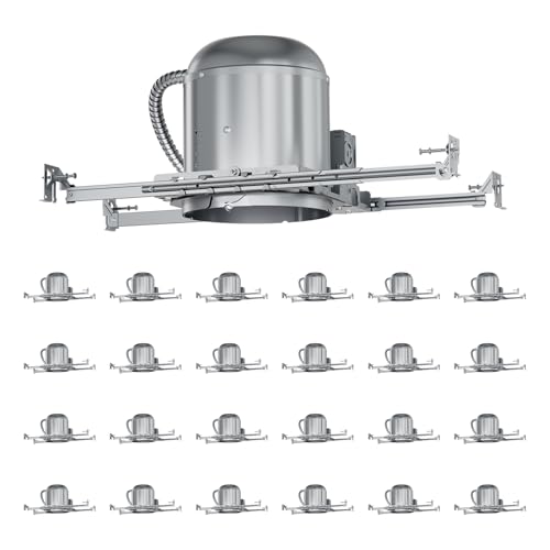 Anyhome 24 Pack 6 Inch Can Light Housing,New Construction Recessed Lighting Housing,Air Tight,E26 Base,90° Rotation Hanger Bars,IC Rated ETL