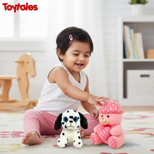 Image of TOYTALES Soft Toy Combo Pack Cute Cap Teddy Bear with Hat & Little Dog Plush Toys for Kids (Pack of 2)