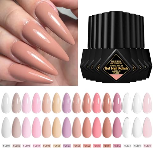 Set de esmaltes en gel Nude Pink kit 18 piezas 10 ml miniatura 4