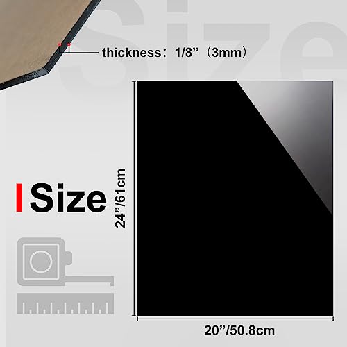 Image of KINLINK 20x24 Plexiglass Sheets 1 /8 inch Thick - 3mm Black Cast Acrylic Sheet, Plastic Board Polycarbonate Sheet for DIY Project, Craft, Table Top, Acrylic Sign and Wedding Invitation 4 Pack