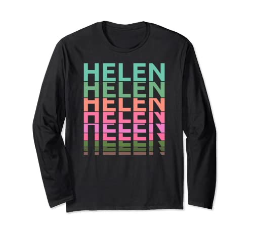 Helen Name Personalizado Mujer Chica Retro Vintage Patrón Manga Larga