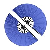 Rave Hand Fan,2 Pack Blue Chinese Kung Fu Tai Chi Hand Fan,Large Folding Hand Rave Fan,Vintage Fabric Foldable Hand Fans,Festival Fan,Clack Hand Held Fan Gifts for Women Party Dance (2 Pack Blue Fan)