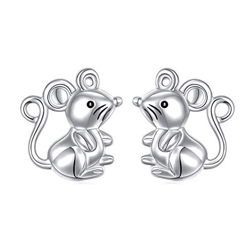 Christmas Gift S925 Sterling Silver Cute Animal Mouse Stud Earrings Gift For Women Girls #TOP8