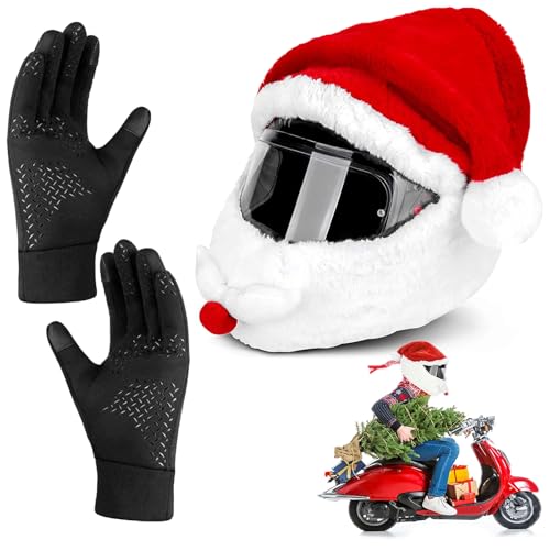 Jiavlyx Weihnachtsmann Motorradhelm, 70×35cm/27.5×13.7in...