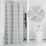 Yimobra Shower Curtain, Small Half Size Stall Shower Curtain 36 x 72 Inch, Geometric Modern & Chic, Textured & Machine Washable with 6 Hooks, Suitable for Narrow Bathroom (Gray)