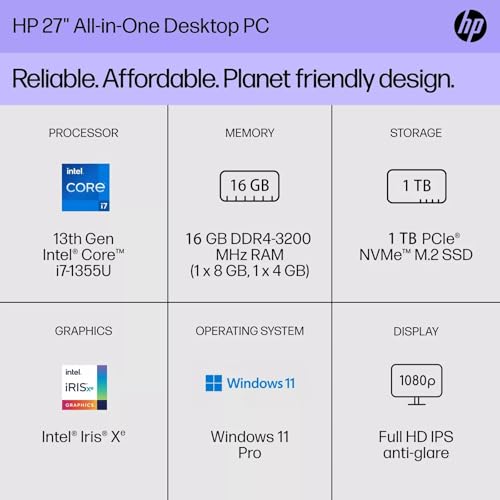 Image of HP 21.5 inch All-in-One Desktop Computer - New Version | Win 11 Pro & Office 2024 | FHD Anti-Glare Display | 16GB RAM 1TB SSD | Intel Core Celeron J4025 | Webcam | HDMI | WiFi6 | w /Accessories