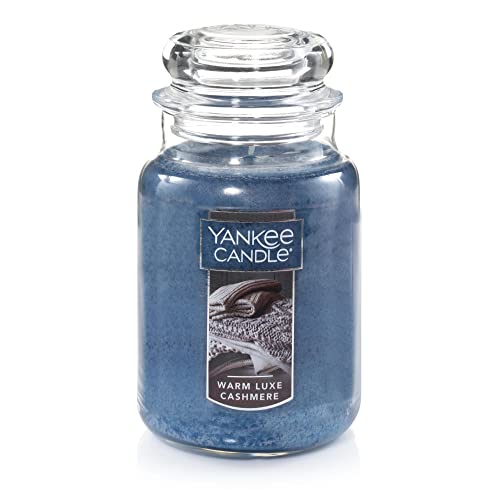 Yankee Candle Warm Luxe Cashmere Scented, Classic 22oz Large Jar Single Wick Aromatherapy Candle, Over 110 Hours of Burn Time, Quality Paraffin Grade Wax, Hand Straightened Wick