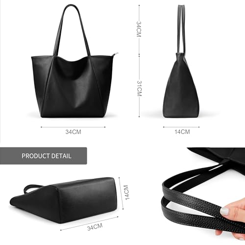 KALIDI Handtasche Damen Shopper Tasche Tote Bag PU Leder Große Schultertasche mit Reißverschluss für Arbeit,Einkauf，Schule