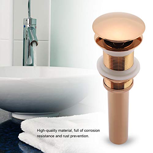 Kuuleyn Pop Up Waste Stopper,G1 1/4" Brass Bathroom Basin Sink Pop Up Drain Assembly Non-Overflow(Rose Gold) - Image 2