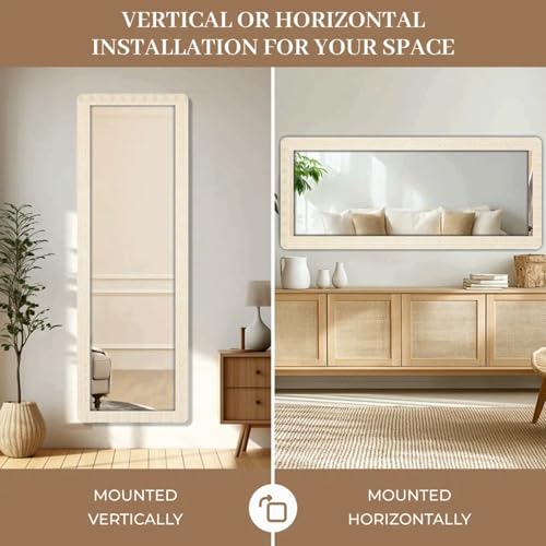 Image of Creative Arts n Frames 21 x 51 inch Full Length Dressing Chevel Long Fiber Wood Rectangular Framed HD Mirror Home Wall Living Room Decor Items (Highland Pine Finished Framed Mirror)