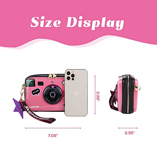 KUANG! Women Fashion Camera Shaped Crossbody Handbag PU Leather Vintage Shoulder Bag Novelty Clutch Box Purse3