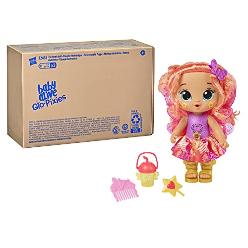 Baby Alive Glopixies Doll, Tia Twinkle, Glowing Pixie Doll Toy For Kids Ages 3 And Up, Interactive 10.5-Inch Doll Glows With Pretend Feeding (Amazon Exclusive), Pink #TOP1