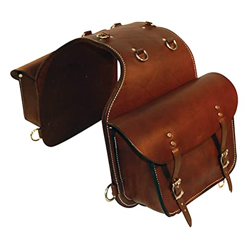 HUMAYL SADDLERY Horse Saddle Bag Cowhide Genuine Leather Western Equestrian Trail Simple Pack Equipment Horse Saddle Bags Size: 10” L x 10” W x 3 ½” D inches, BAG146