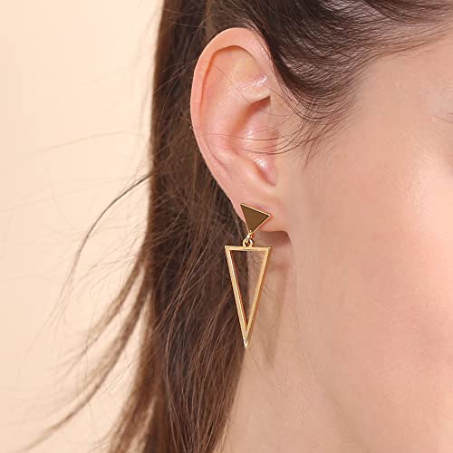 Bonaluna Triangle Metal Dangle Drop Earrings For Women #TOP2