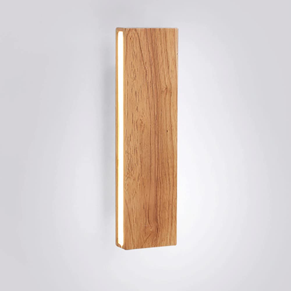 Aplique de pared LED de madera con tira acrílica moderna y luz fría de 6000K para dormitorio