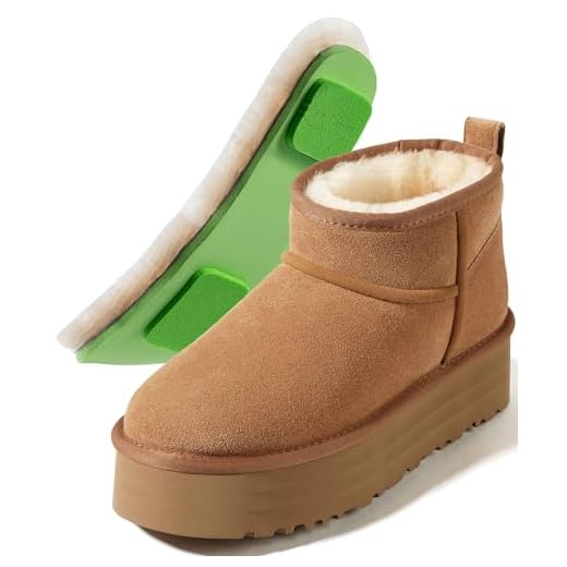 Mel&Syd Botas Femininas 100% Pele De Carneiro Australiana - Bota Neve Plataforma Camurça À Prova D'Água Com Forro Lã Carneiro, Curta, Leve, Antiderrapante, Solado Espuma Momery, Quente E Confortável