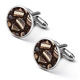 Chocolate Blueberries Mulberries Cake Round Cufflinks for Men Classic Cuff Links Jewellery for Wedding Business Party