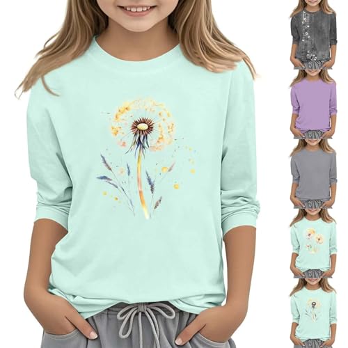 Girls 3/4 Sleeve Tops | Floral Print Summer Tee, Kids Casual Loose Blouse & Retro Shirt | Toddler Trendy Basic Clothing2