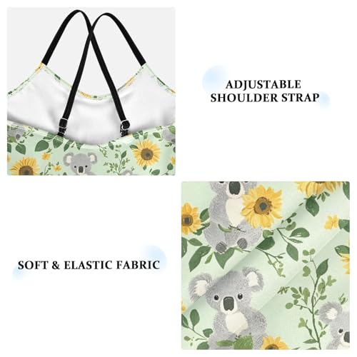 senya Girls Swimsuits One-Piece Swimwear Tie Bathing Suit Beach Summer Round Neck 5-6T Koalas with Sunflowers Pattern3