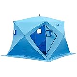 Happybuy 4 Person Ice Fishing Shelter, Pop-Up Portable Insulated Ice Fishing Tent, Waterproof Oxford Fabric