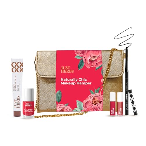 Just Herbs Naturally Chic Makeup Hamper | For Her | Makeup Gift Kit | Rakhi Gift – Kit of 5 + Chic Sling Bag