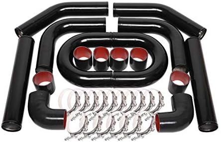 8PCS Universal Aluminum 3 Inch Intercooler Piping U-Pipe Black Kit & T-Bolt Clamps & Black Coupler (3 Inch)