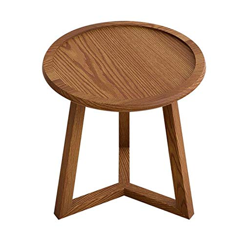ShAzanz Mesa Auxiliar Mesa Auxiliar Combinación, Ronda Pequeña Mesa De Café, Diseño Asamblea, Roble Sólido Retro Madera Sala De Mesa De Café En Forma De Z. Montaje Sencillo(Large)