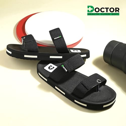 Image of DOCTOR HEALTH SUPER SOFT Men's Casual Slippers with Soft Cushioned Sole, Double Strap with Toe Loop Design, Lightweight Anti-Slip Everyday Wear Slippers for Home and Outdoor Use
