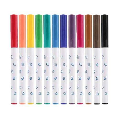 Rotulador de pintura al agua, 12 bolígrafos de pintura a base de agua para niños, marcador de pizarra blanca, de secado rápido, no irritantes, a prueba de fugas, para cerámica, tazas y vidrio