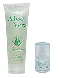 Aloe Vera Gel 100% Feuchtigkeitspflege Reise Set 250 ml Tube + 30 ml Nachfüll Dosierer für Handgepäck