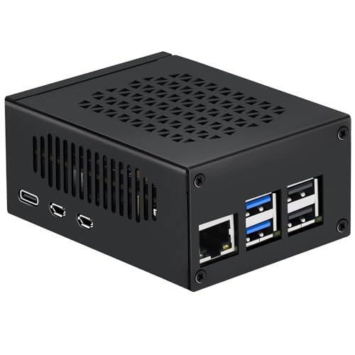 Metal Case for Raspberry Pi 5, Support Pi 5 Active Cooler, Support PCIe to M2 NVMe Shield PCIe...