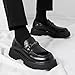 Men's Platform Loafers Fashion Patent Leather Slip-On Shoes with Metal Horsebit Non-Slip Lug Sole Comfortable Dress Shoes for Business Office & Casual Daily Wear (Black B,10)