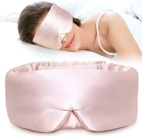 LitBear Seiden Schlafmaske, Augenmaske für Frauen & Männer, 100% 22 Momme reine Maulbeerseide, Gesicht anpassende gepolsterte Seiden Augenbinde mit verstellbarem Kopfband für den S